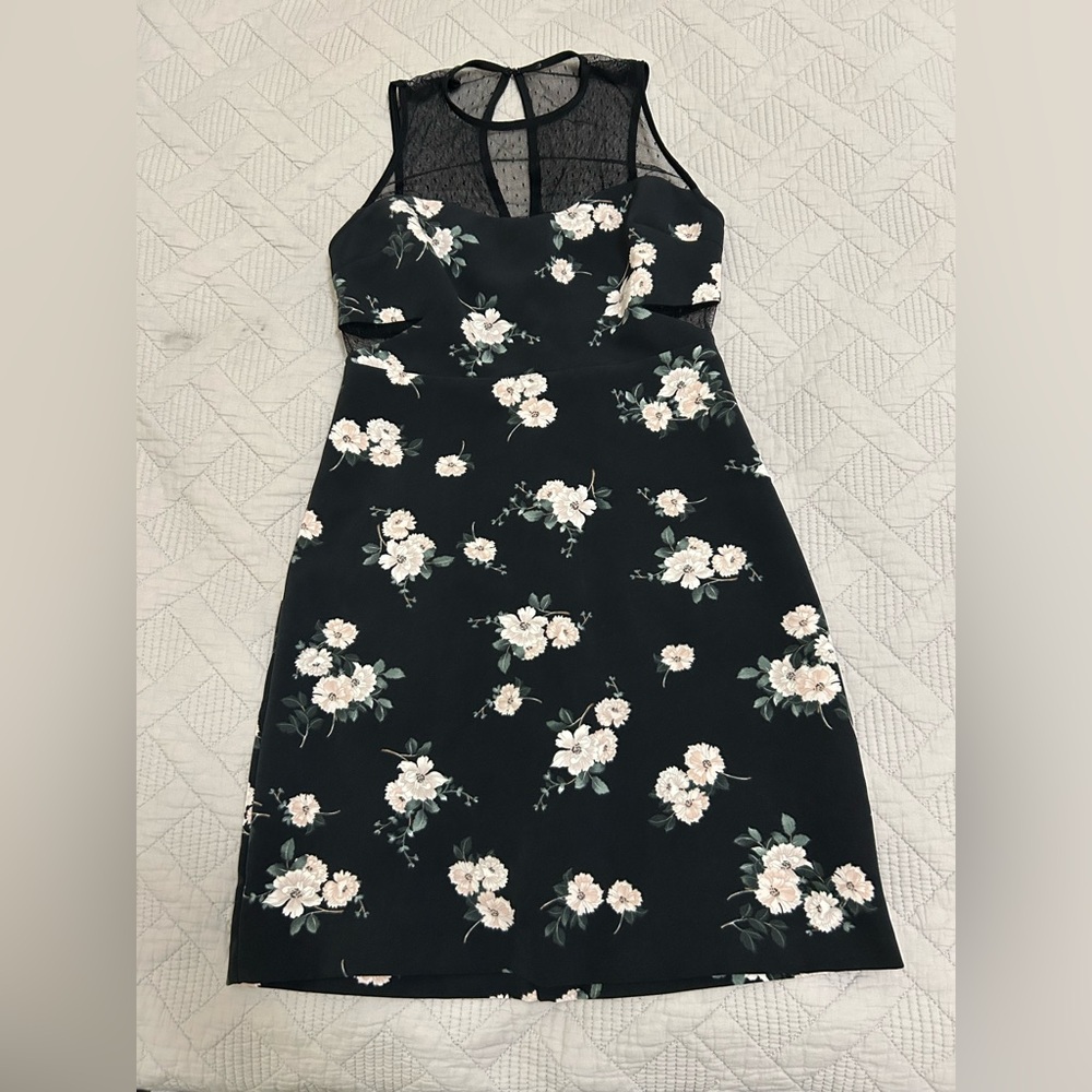 Express Black Floral Mesh Dress